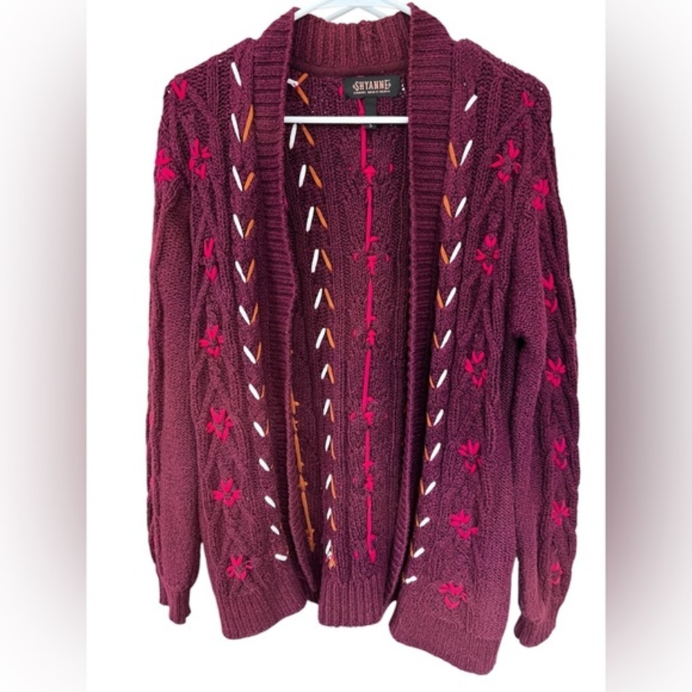 Shyanne Deep Red Patterned Cardigan